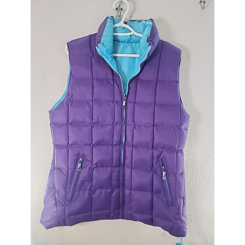 NWOT Avalon Femme LA Puffer Vest Full-Zip Tunic Reversible-purple‎ Blue Wm. XL